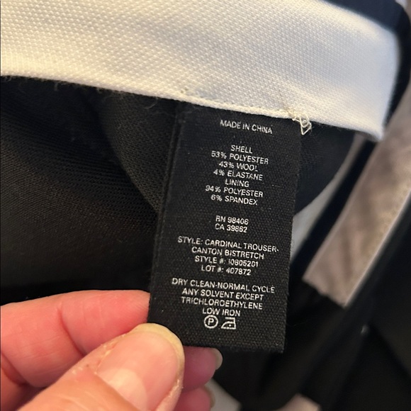 Theory Black Wool Blend Cardinal Trouser Canton Bistretch Straight Leg Pants 6 - Picture 6 of 6